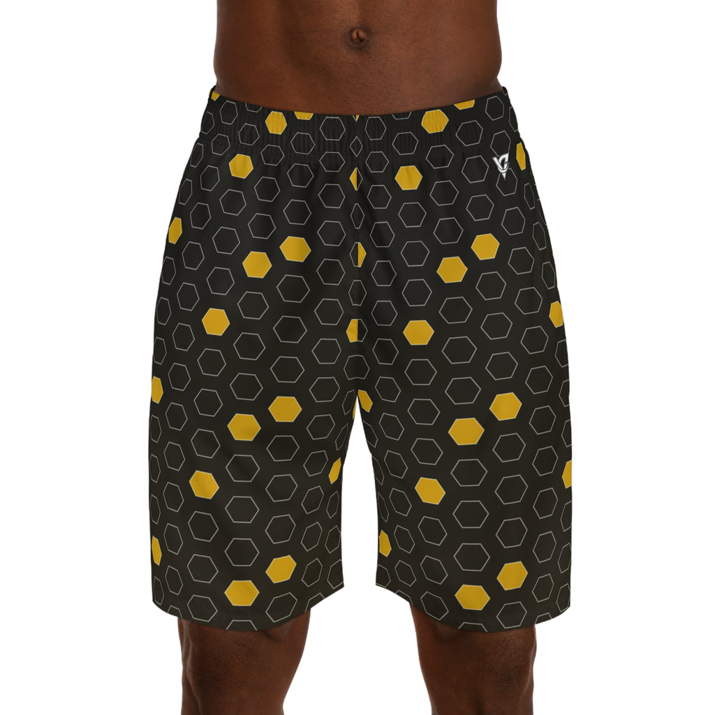 Soccer Gold Rush Hex Pitch Men's Athletic Shorts with Pockets