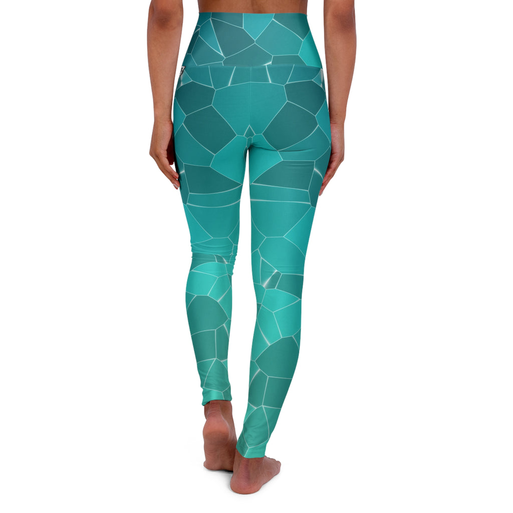 Turquoise Shatter High-Waisted Yoga Leggings