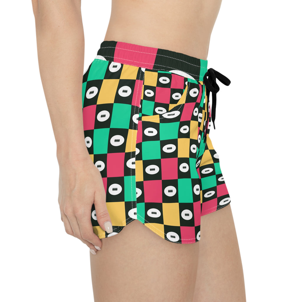 Football Watermelon Checker Drive Women's Athletic Shorts with Pockets