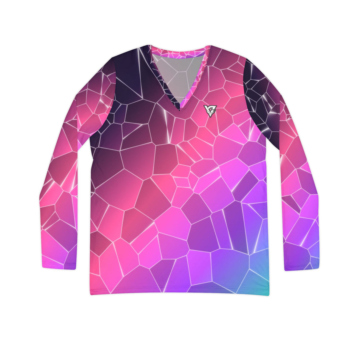Violet Shatter Women's Long Sleeve V-Neck Athletic Top