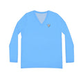 Sky Blue Essential Women's Long Sleeve V-Neck Athletic Top