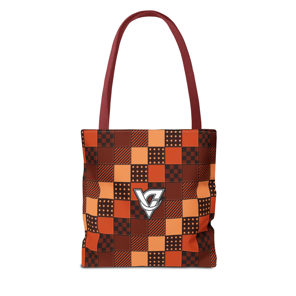 Rust Patchwork Tote Bag — All-Over Print Gym & Everyday Tote