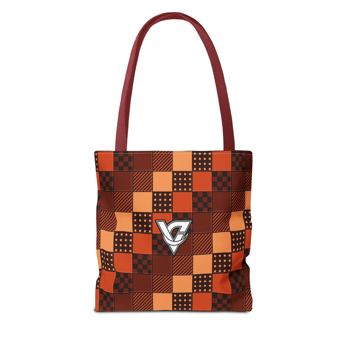 Rust Patchwork Tote Bag — All-Over Print Gym & Everyday Tote