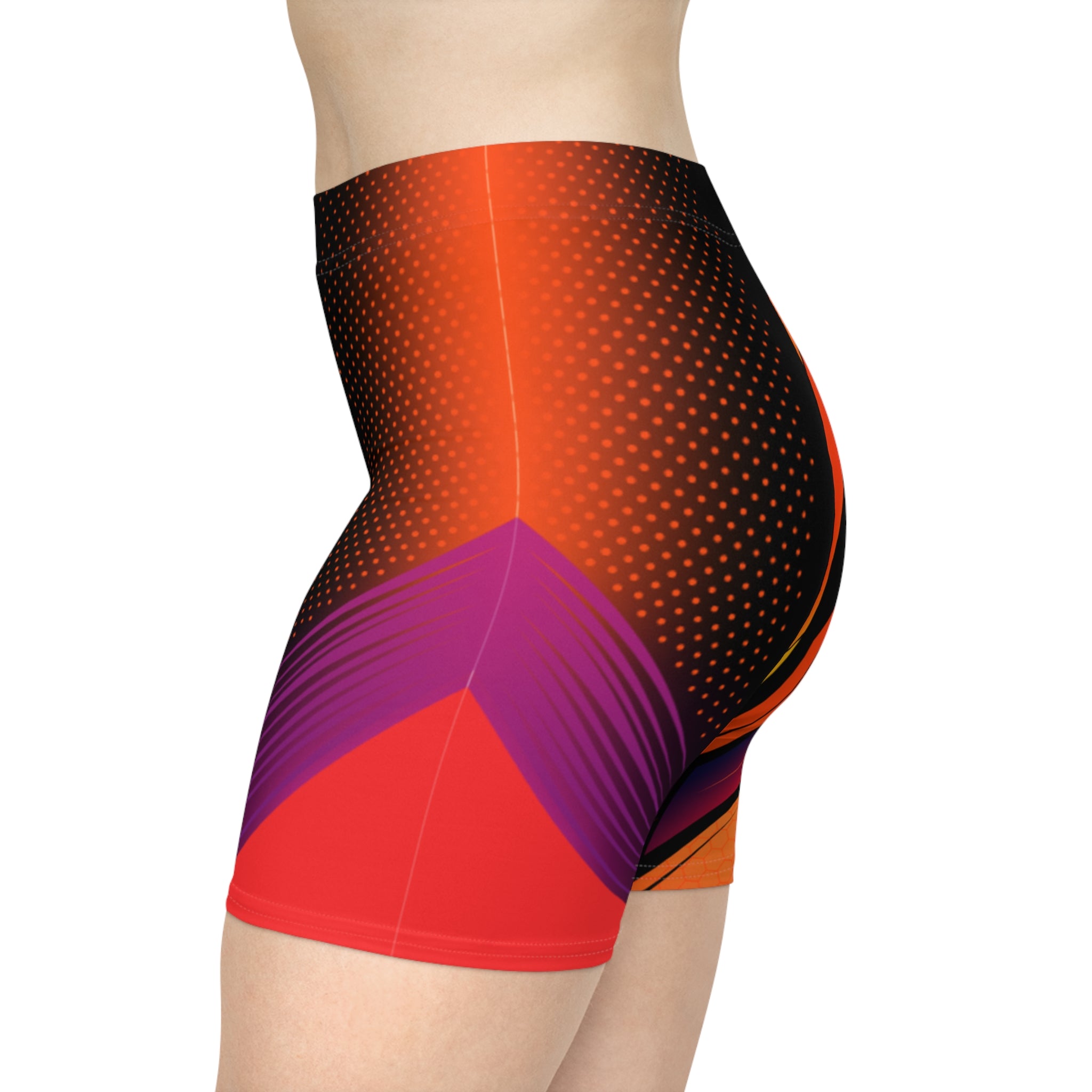 Abstract Neon Geo Biker Shorts | Bold Athletic Cycling Shorts