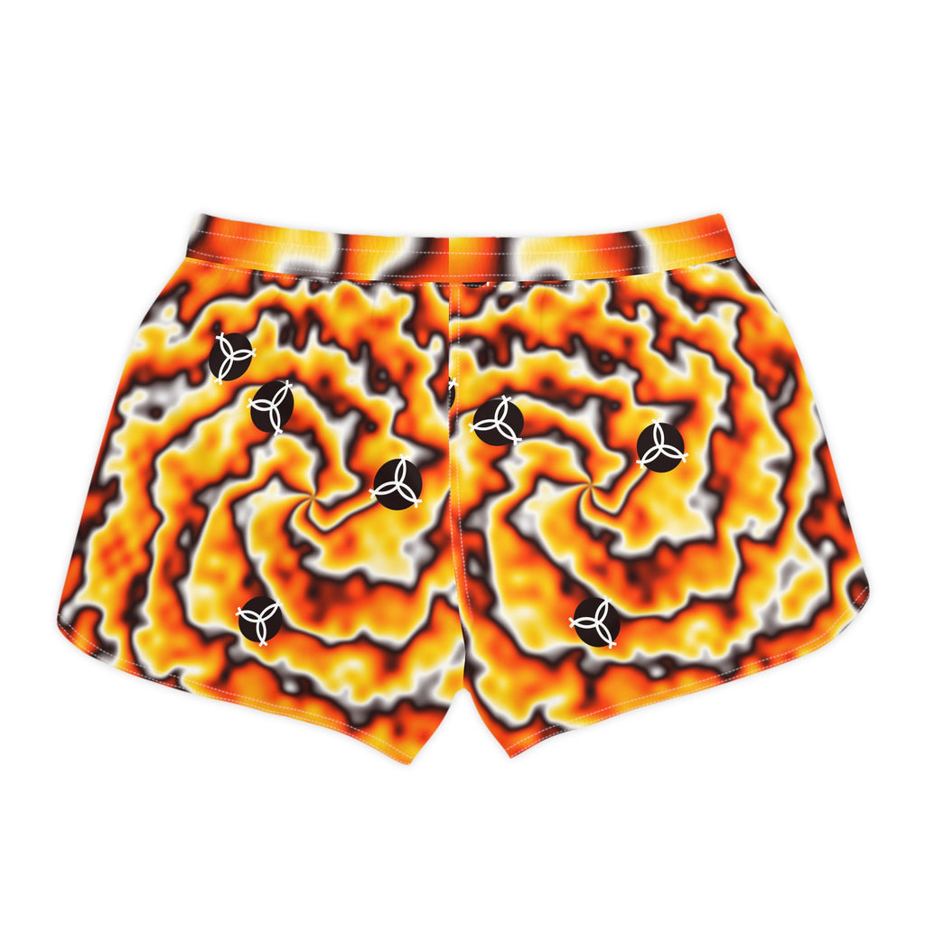 Volleyball Solar Flare Tie-Dye Spin Women's Athletic Shorts with Pockets