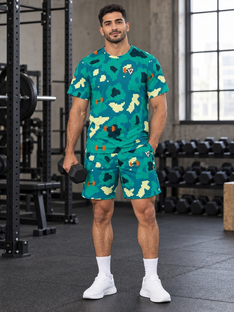 Training & Gym Peacock Pixel Camo Men's Sports Jersey - front view