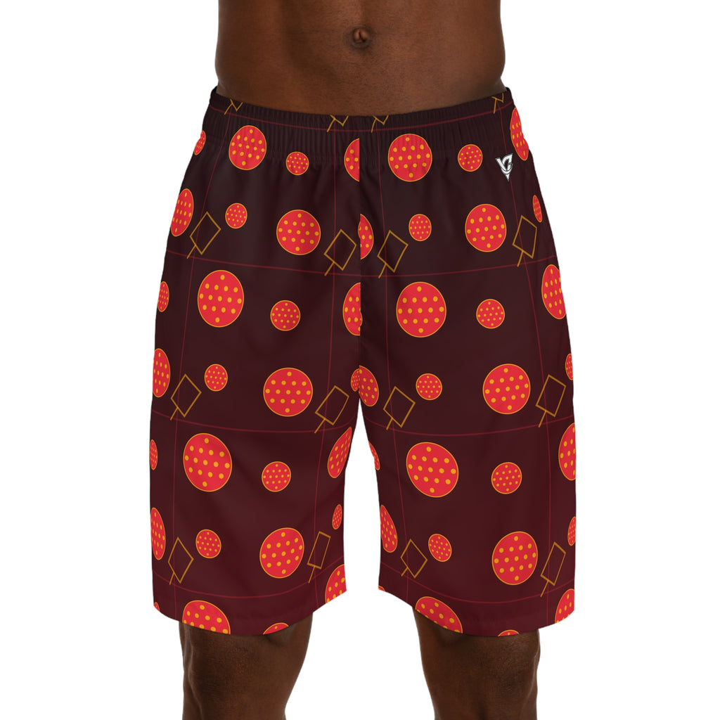 Pickleball Crimson Blaze Dink Dot Men's Athletic Shorts with Pockets