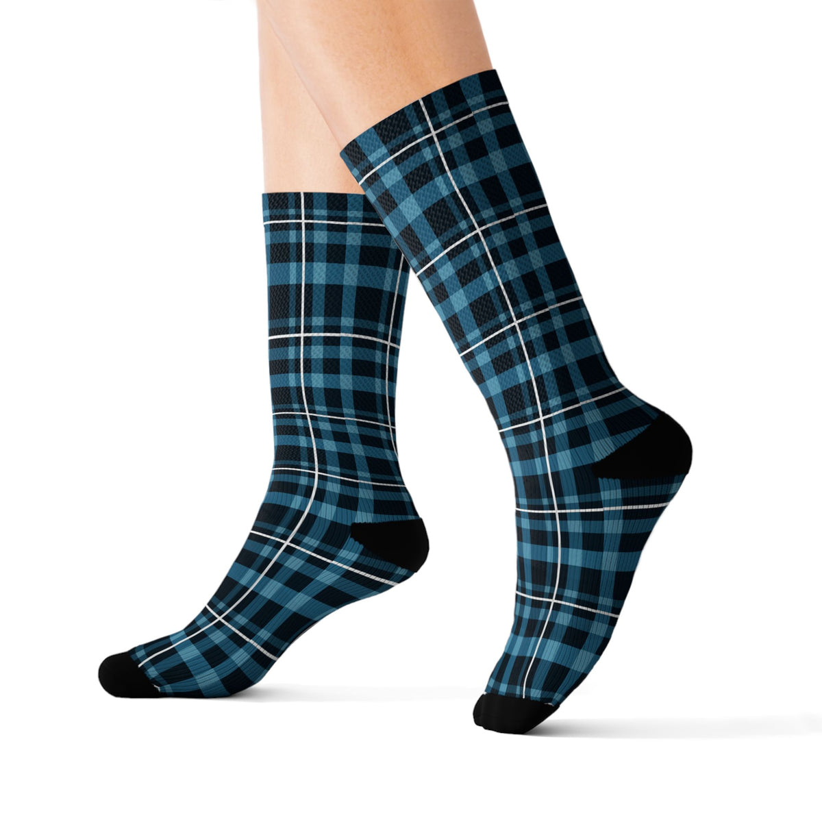Glacier Plaid Athletic Crew Socks