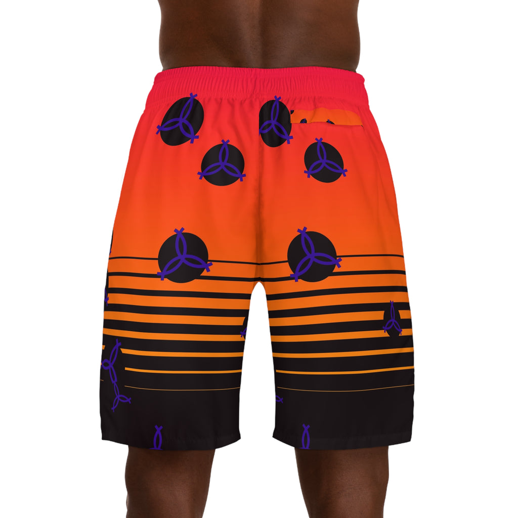 Volleyball Hot Lava Horizon Fade Men's Athletic Shorts with Pockets