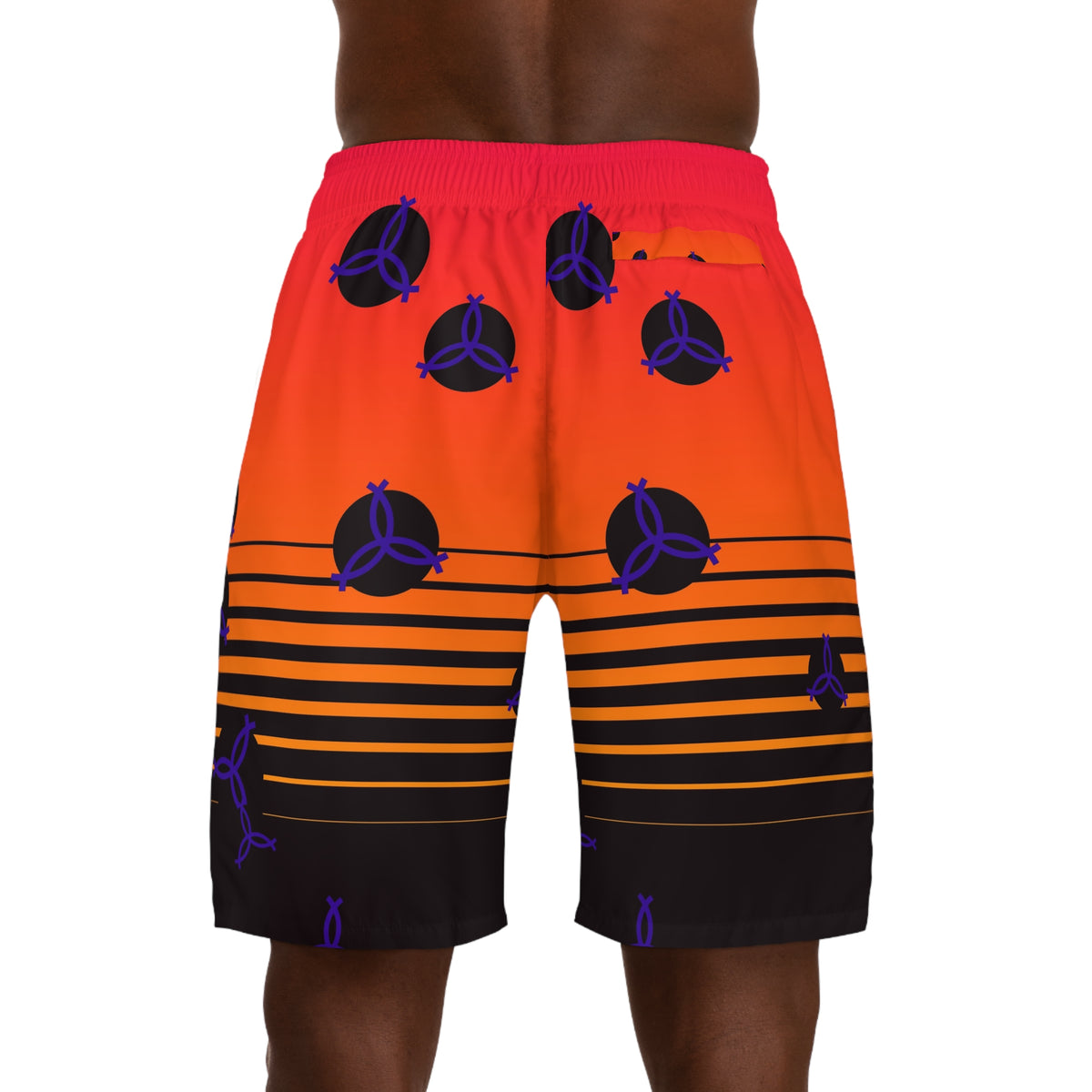 Volleyball Hot Lava Horizon Fade Men's Athletic Shorts with Pockets