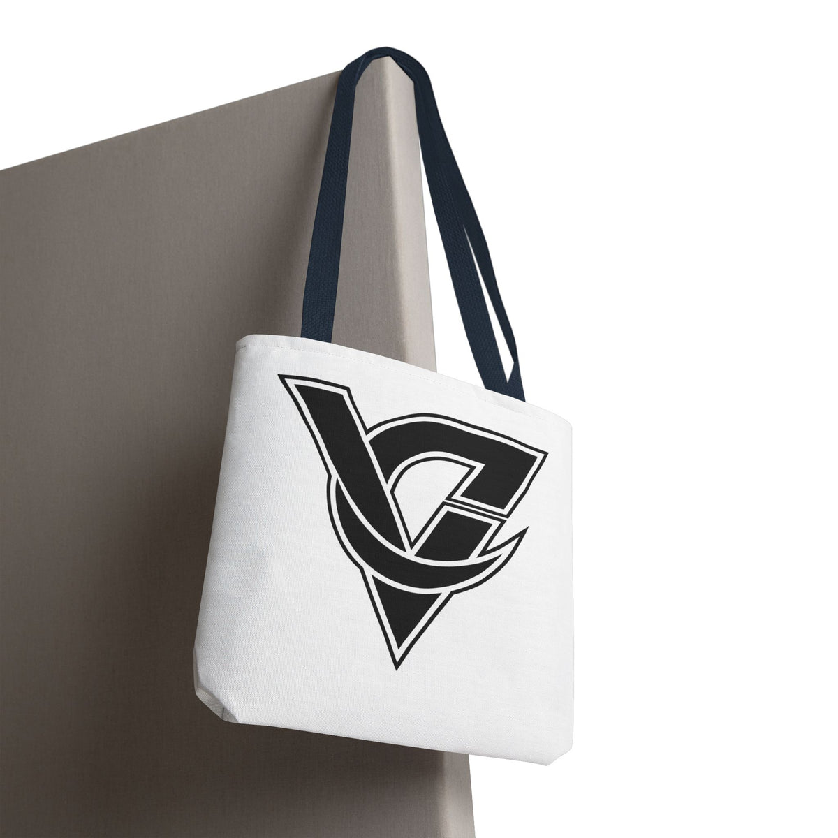 Monogram V Triangle Tote Bag – Bold Black Logo All-Over Print