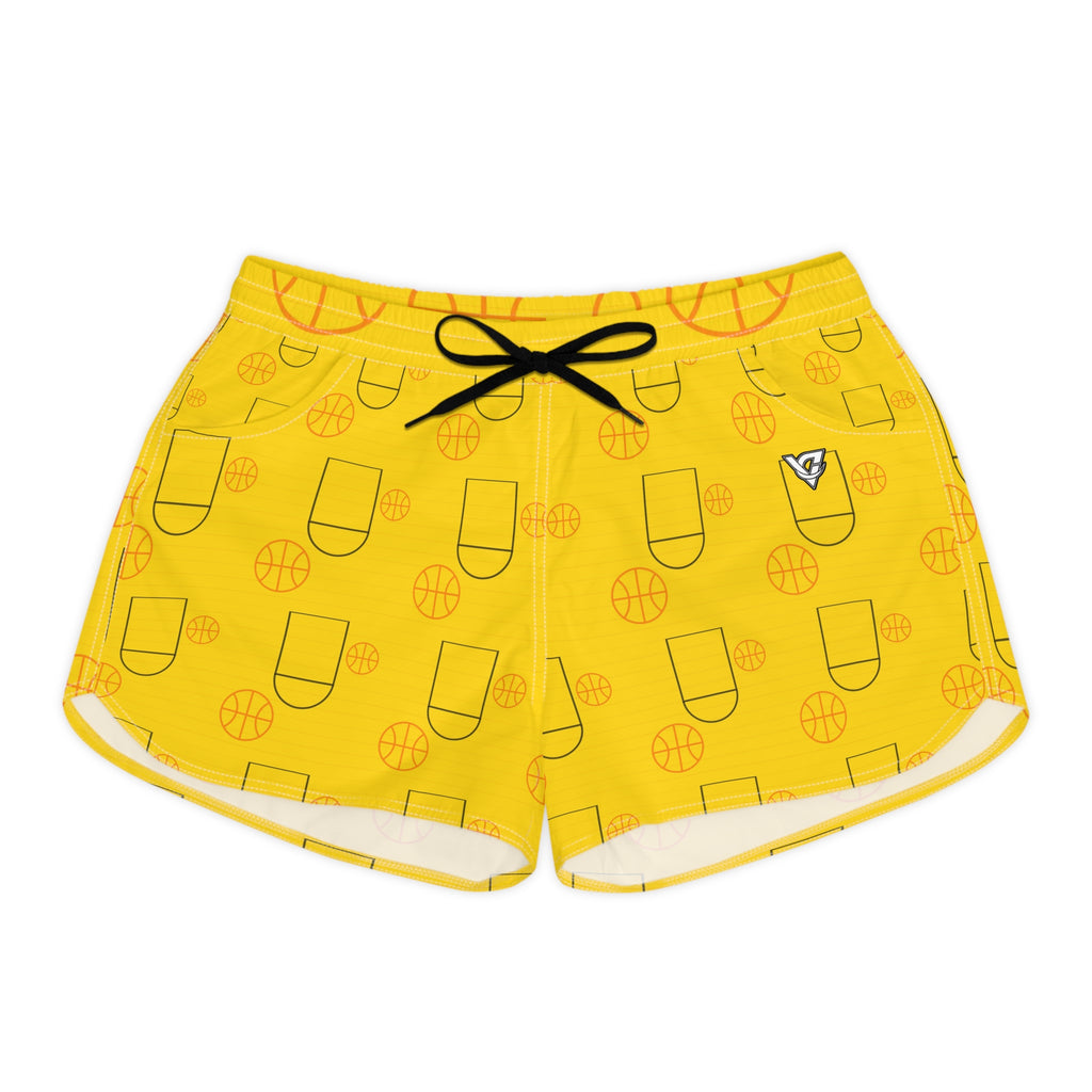 Basketball Neon Citrus Court Seam Women's Athletic Shorts with Pockets