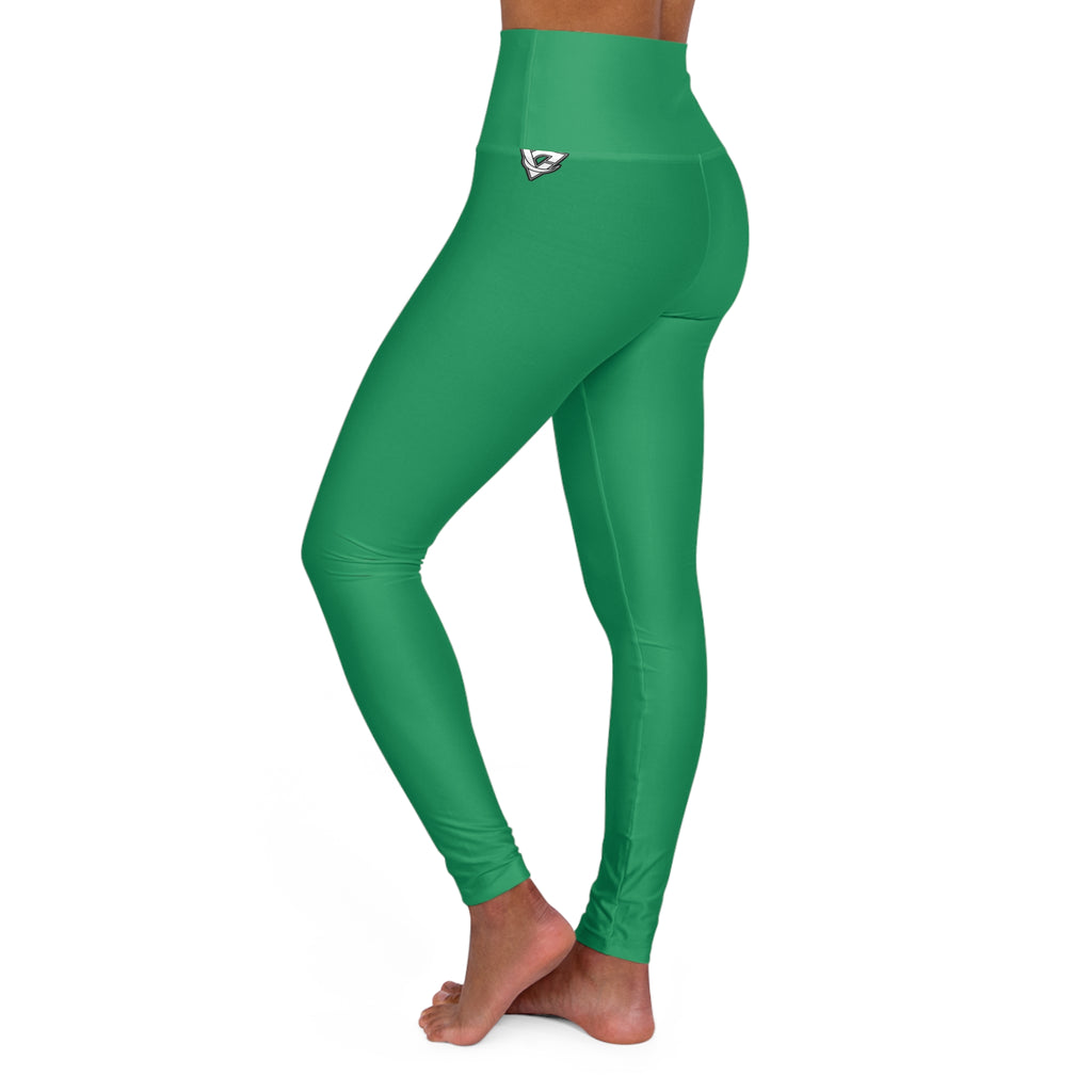 Emerald Green Essential High-Waisted Yoga Leggings (AOP)