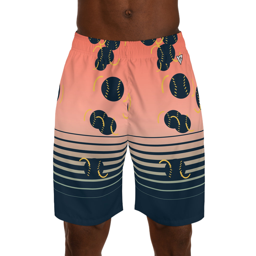Baseball & Softball Coral Reef Horizon Fade Men's Athletic Shorts with Pockets