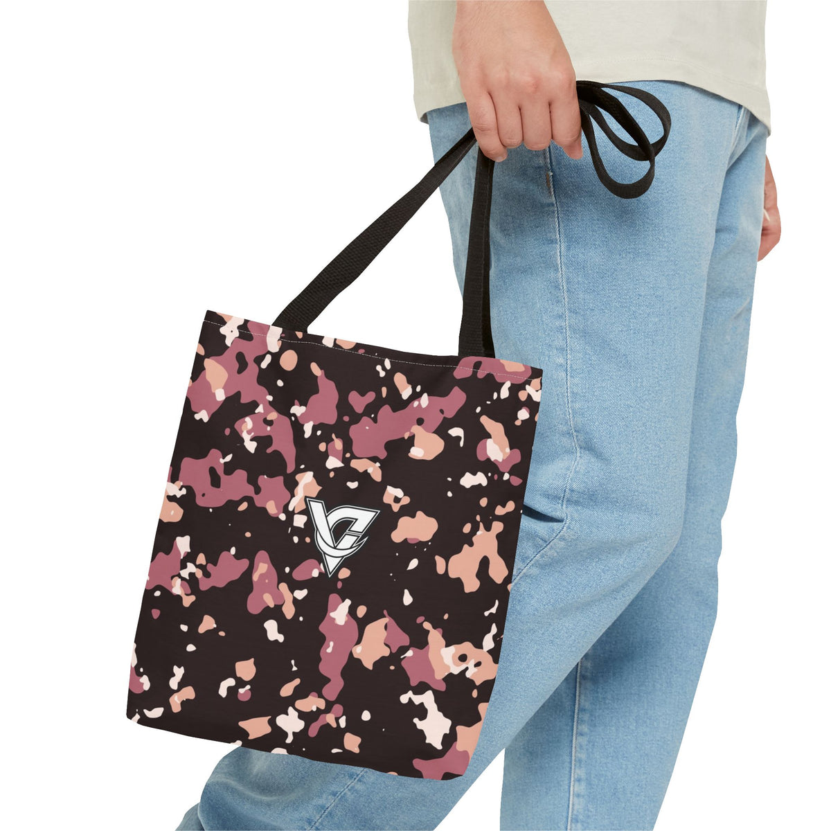 Rose Gold Splatter Tote Bag — All-Over Print Gym & Everyday Tote