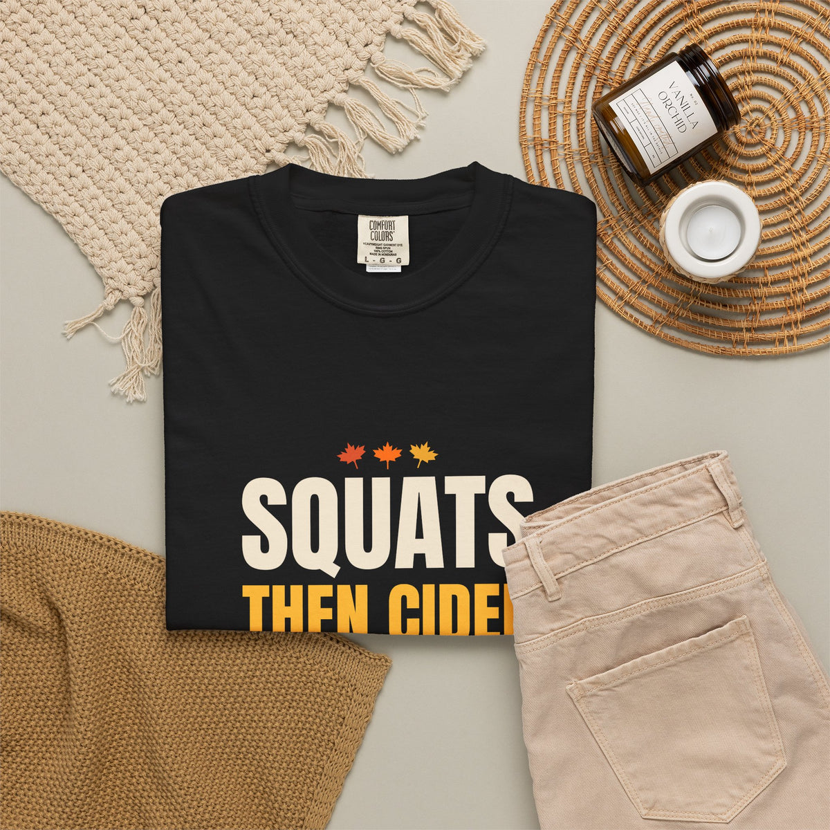 Squats Then Cider | Women's Garment-Dyed Graphic Tee