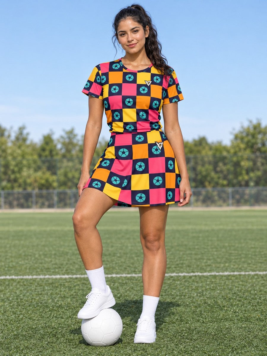 Soccer Electric Mango Checker Drive Women's Sports Jersey - front view