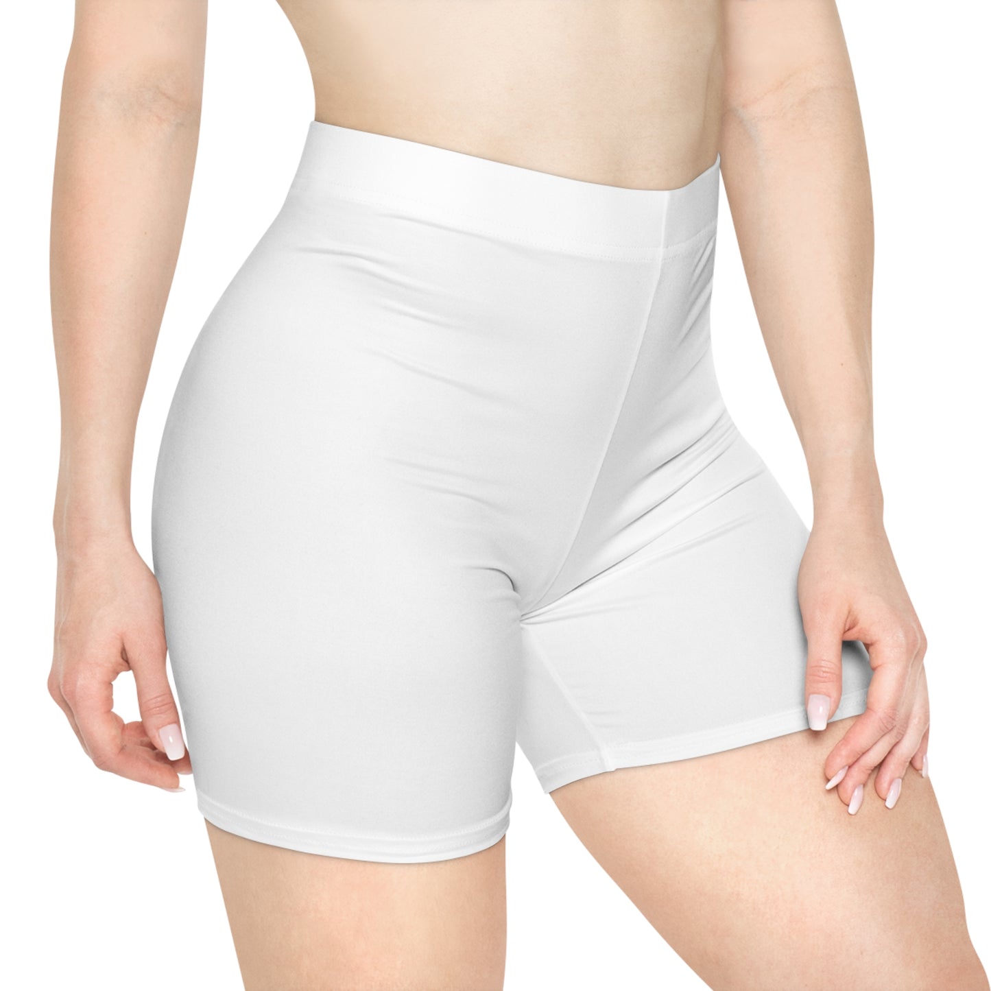 Women's Biker Shorts | White Compression Activewear