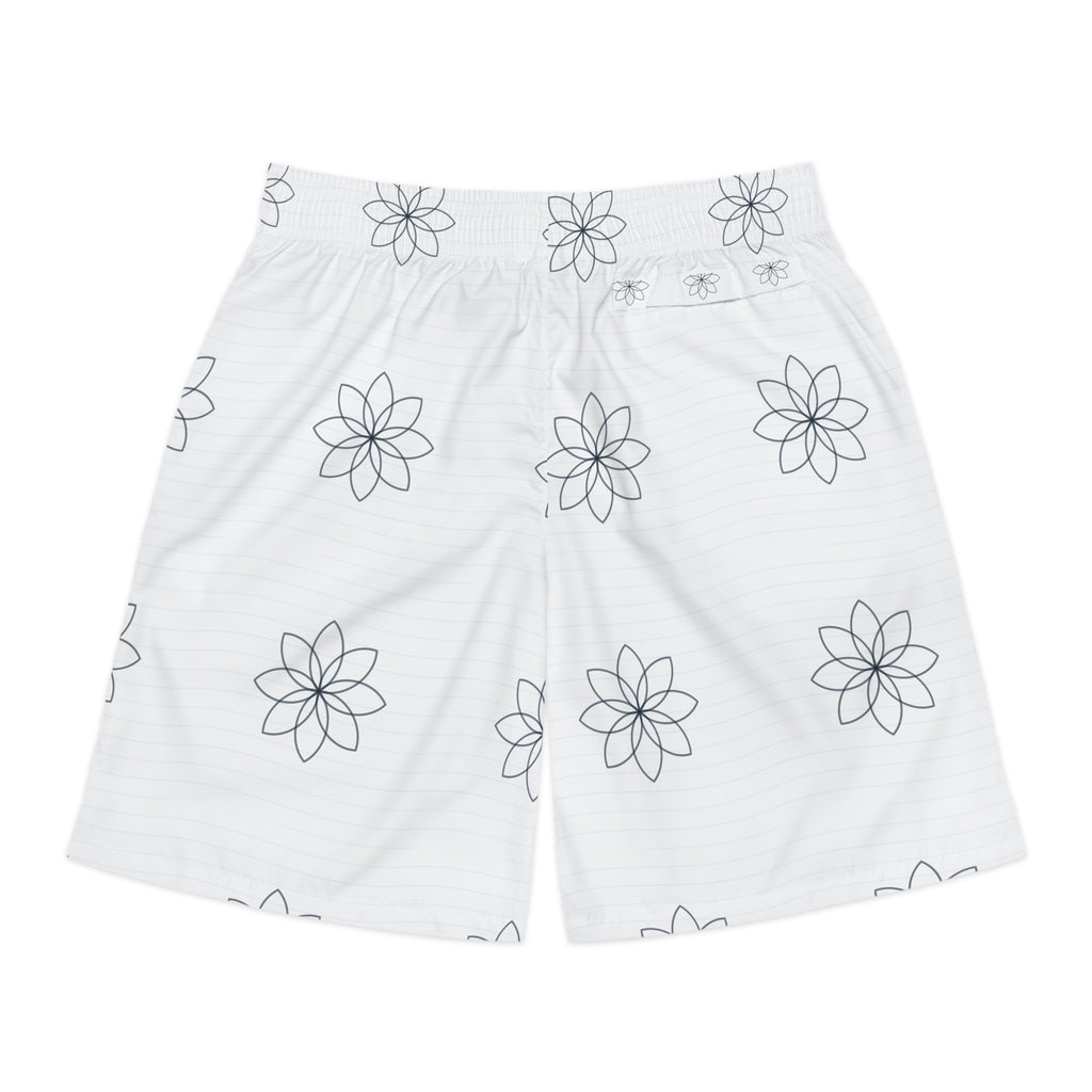 Yoga Arctic White Flow Lotus Men's Athletic Shorts with Pockets