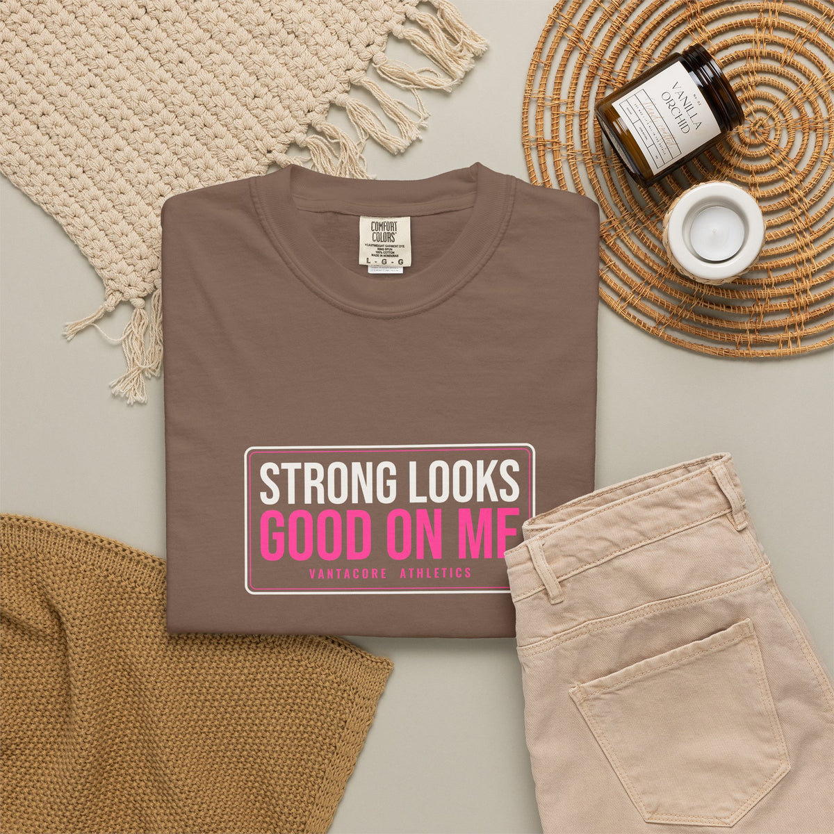 Strong Looks Good On Me | Women's Garment-Dyed Graphic Tee