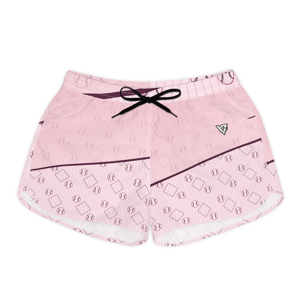 Baseball & Softball Blush Rose Diamond Stitch Women's Athletic Shorts with Pockets