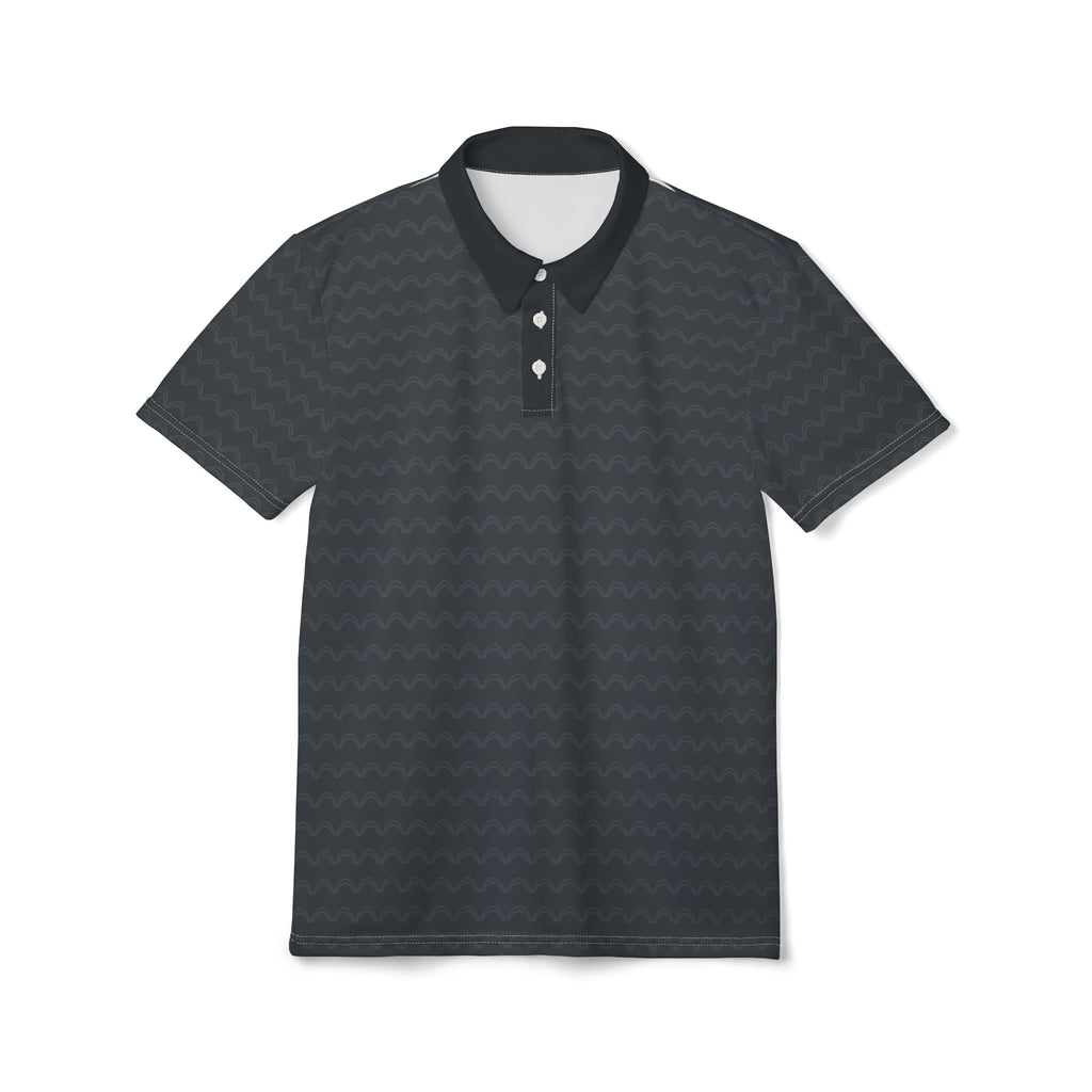 Charcoal Wave Polo Shirt — Subtle Nautical Pattern Men’s Polo