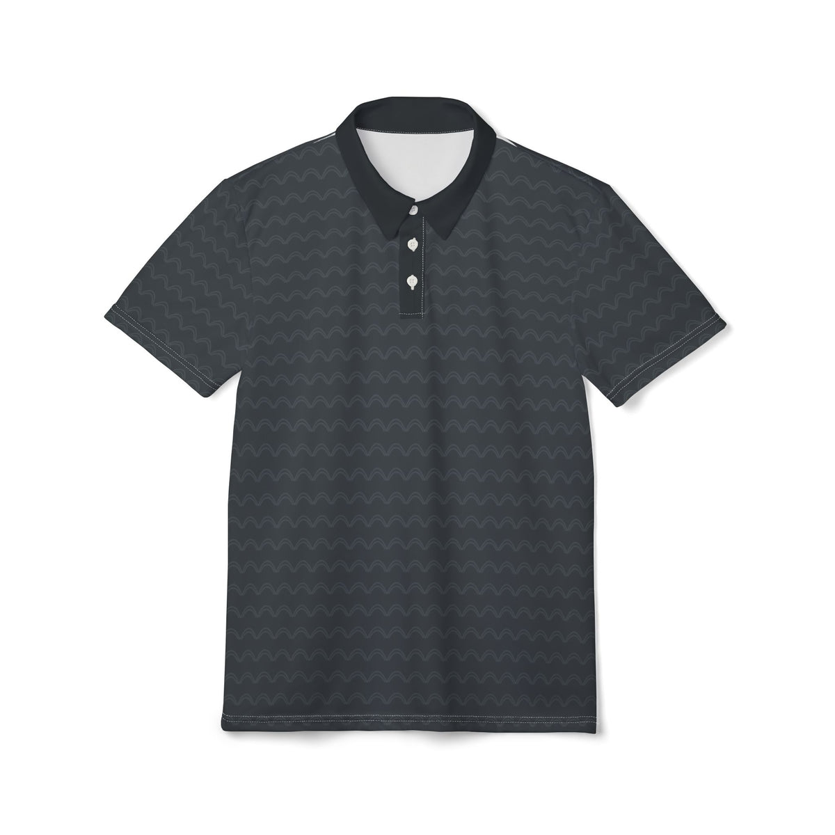 Charcoal Wave Polo Shirt — Subtle Nautical Pattern Men’s Polo