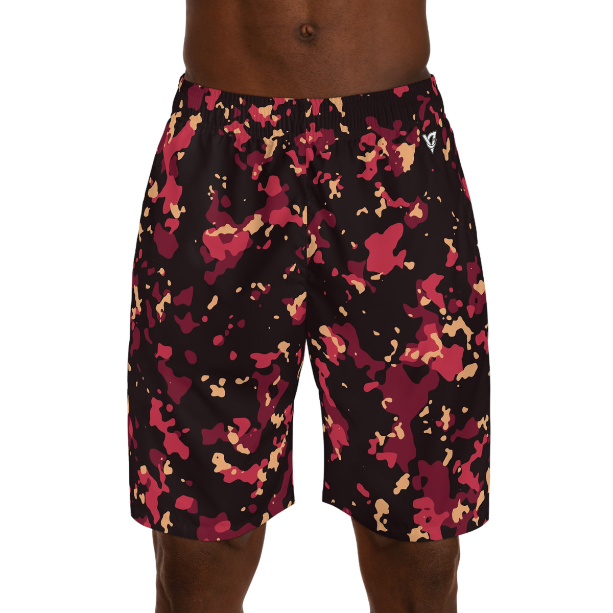 Men's Cranberry Splatter Performance Jogger Athletic Shorts with Pockets