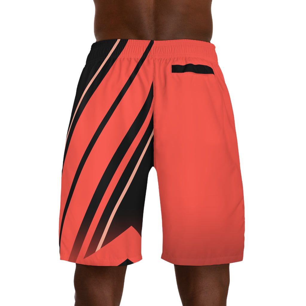 Men's Sunset Coral & Black Running Jogger Shorts with Pockets — Athletic Performance