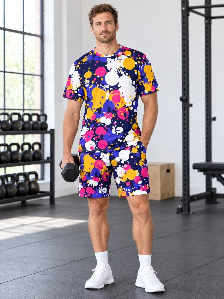 Training & Gym Royal Flame Splash Zone Men's Athletic Shorts with Pockets - front view