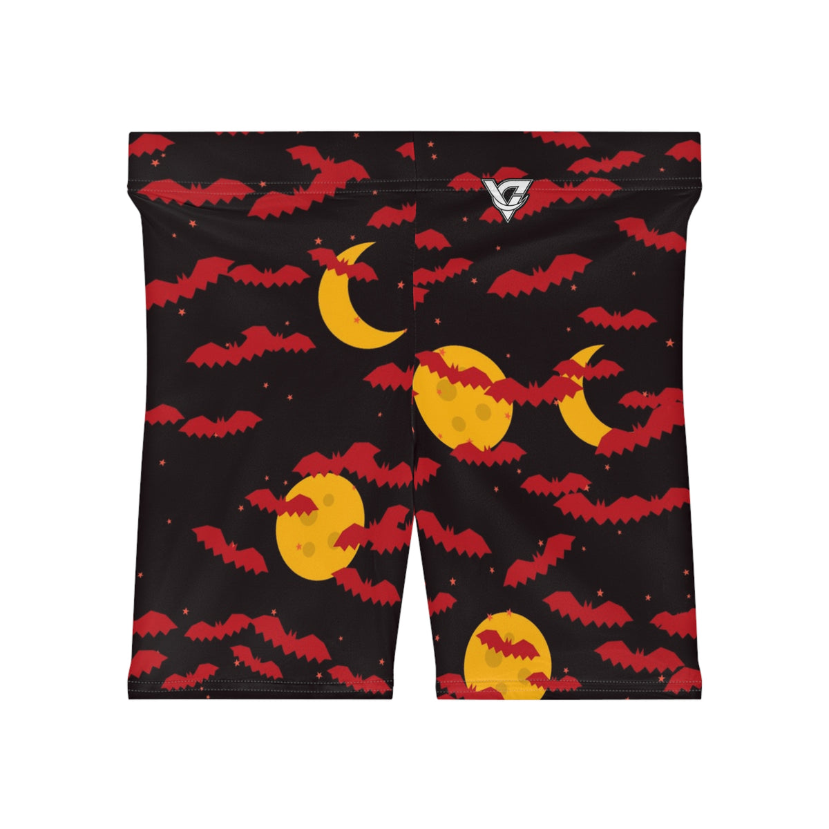 Halloween Blood Moon Bat Swarm Women's Biker Shorts — High-Waist Workout Shorts