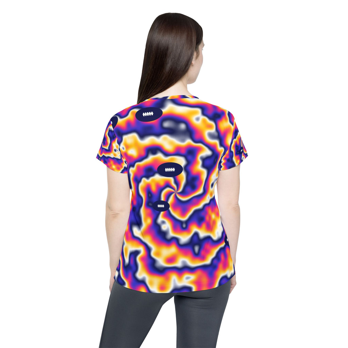 Football Royal Flame Tie-Dye Spin Women's Sports Jersey