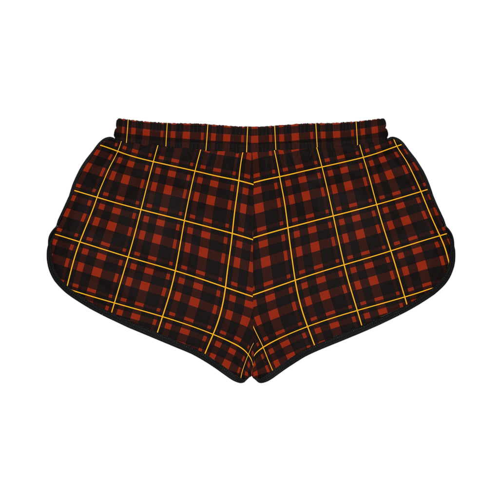 Women's Lava Plaid Relaxed Shorts — All-Over Print Running & Workout Shorts