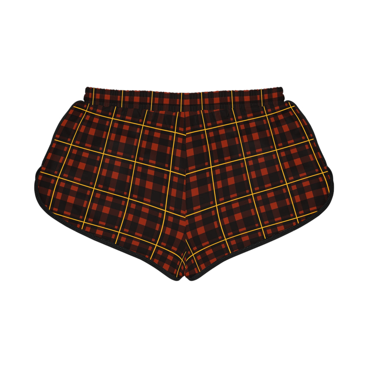 Women's Lava Plaid Relaxed Shorts — All-Over Print Running & Workout Shorts