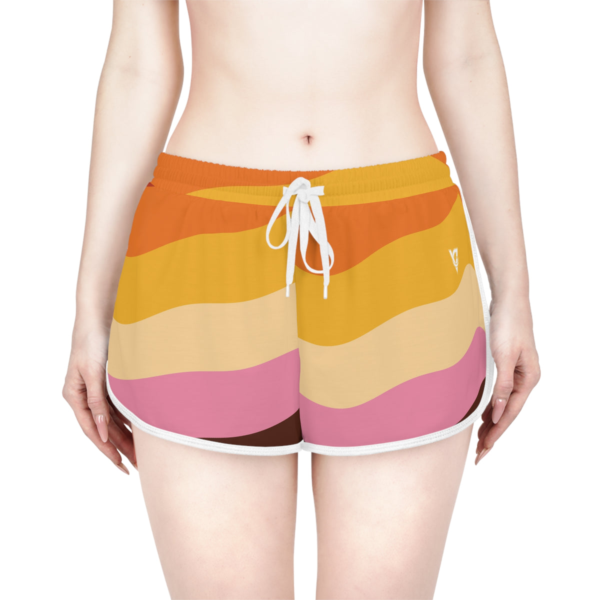 Women's Retro Waves Relaxed Shorts – Colorful All-Over Print Running & Workout Shorts