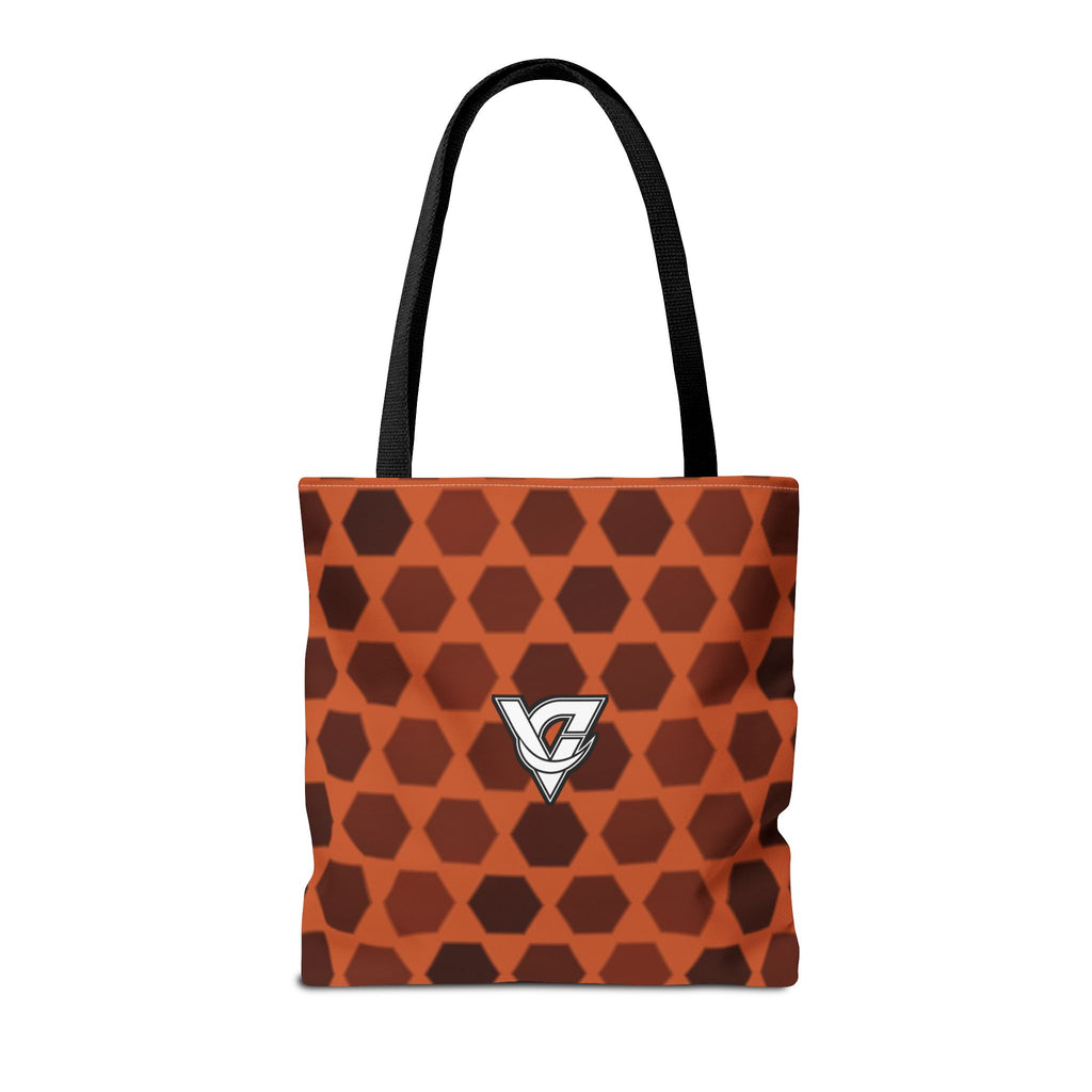 Auburn Hex Grid Tote Bag — All-Over Print Gym & Everyday Tote