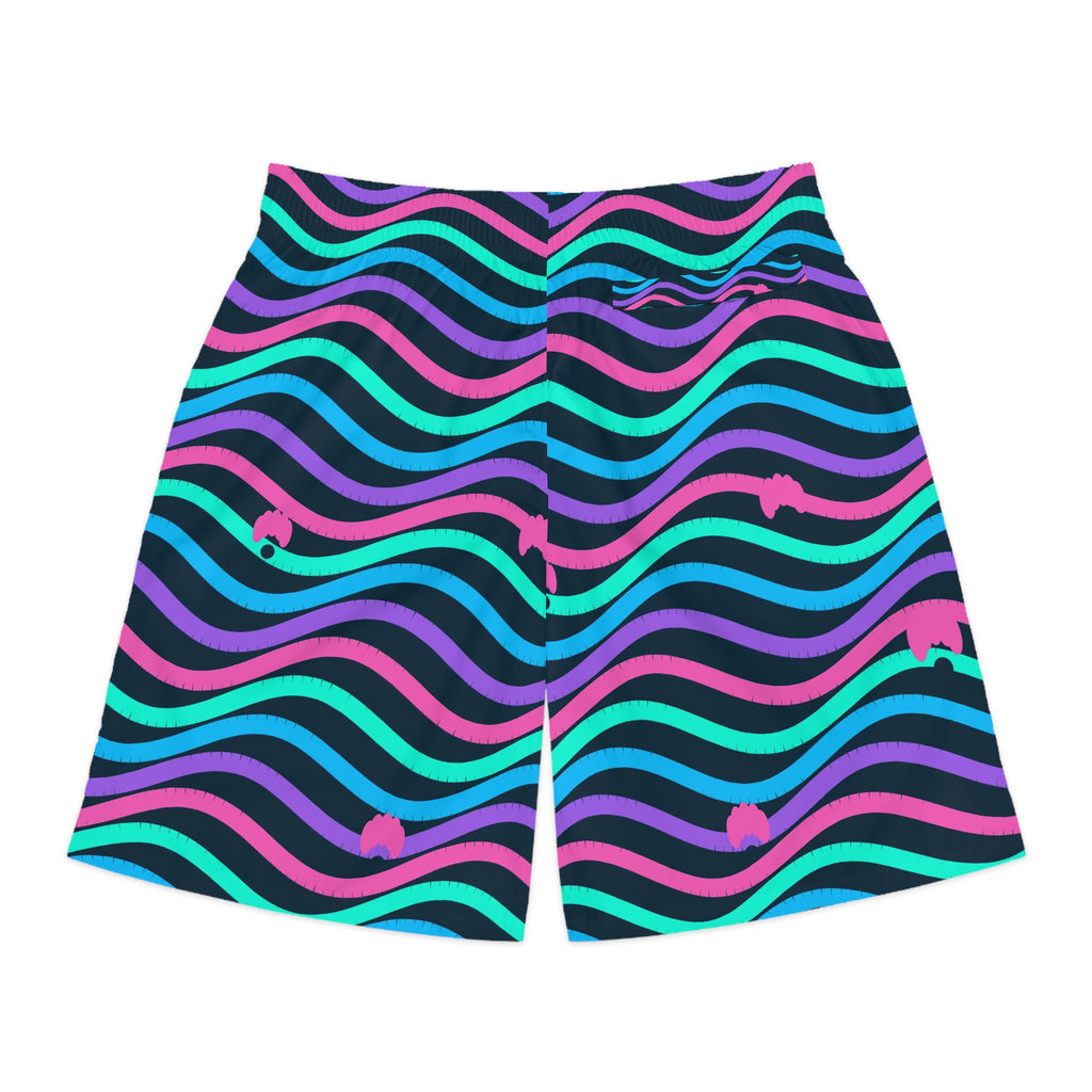 Yoga Neon Lagoon Wave Rider Men's Athletic Shorts with Pockets