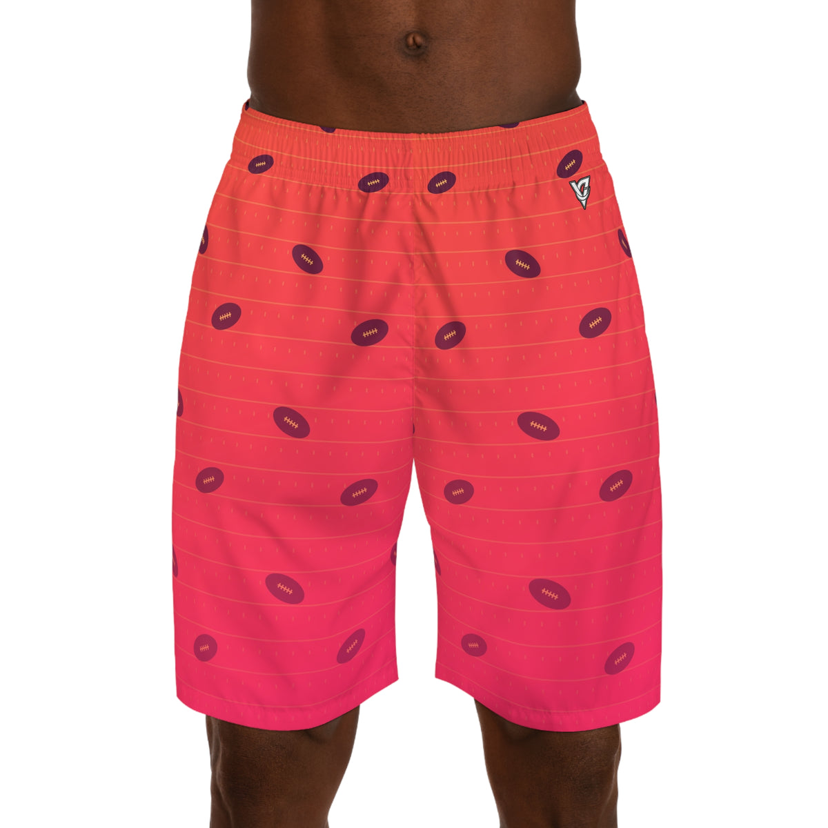 Football Sunset Fade Gridiron Men's Athletic Shorts with Pockets