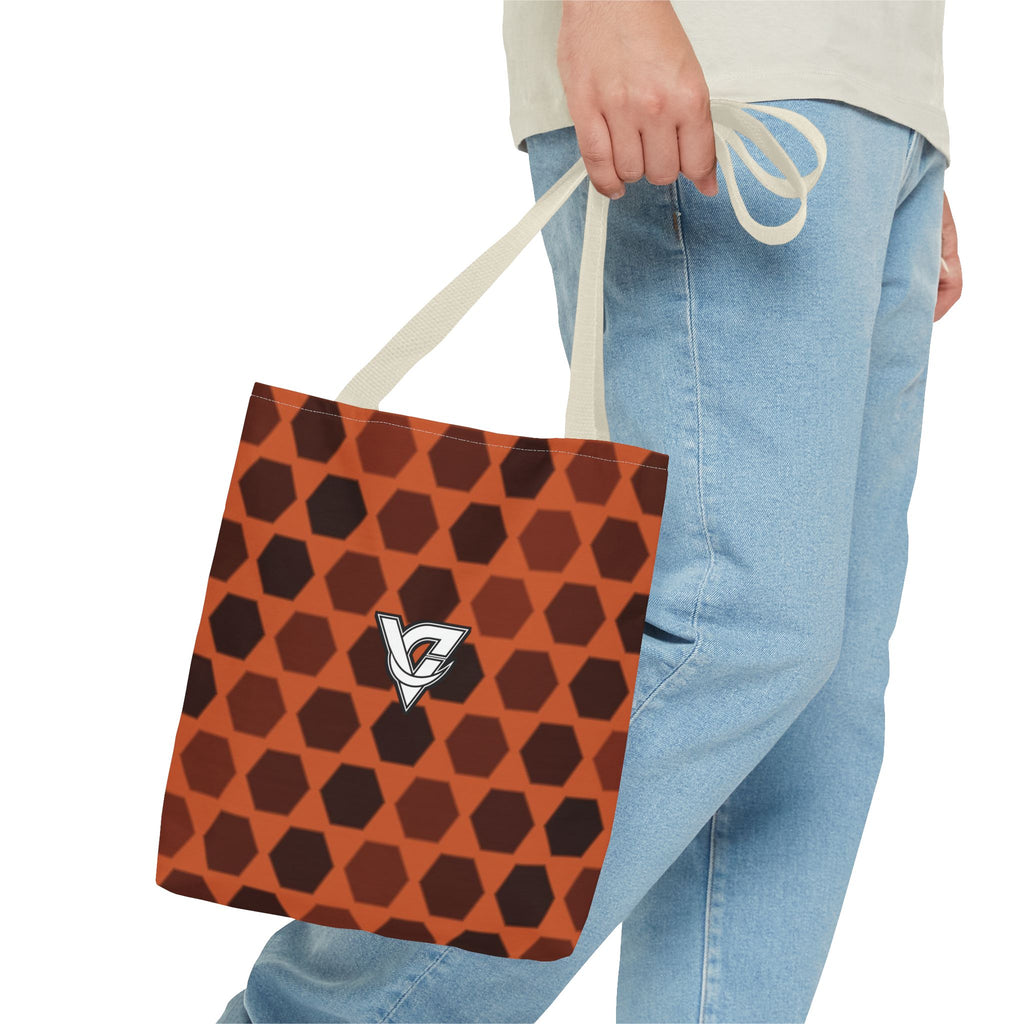 Auburn Hex Grid Tote Bag — All-Over Print Gym & Everyday Tote