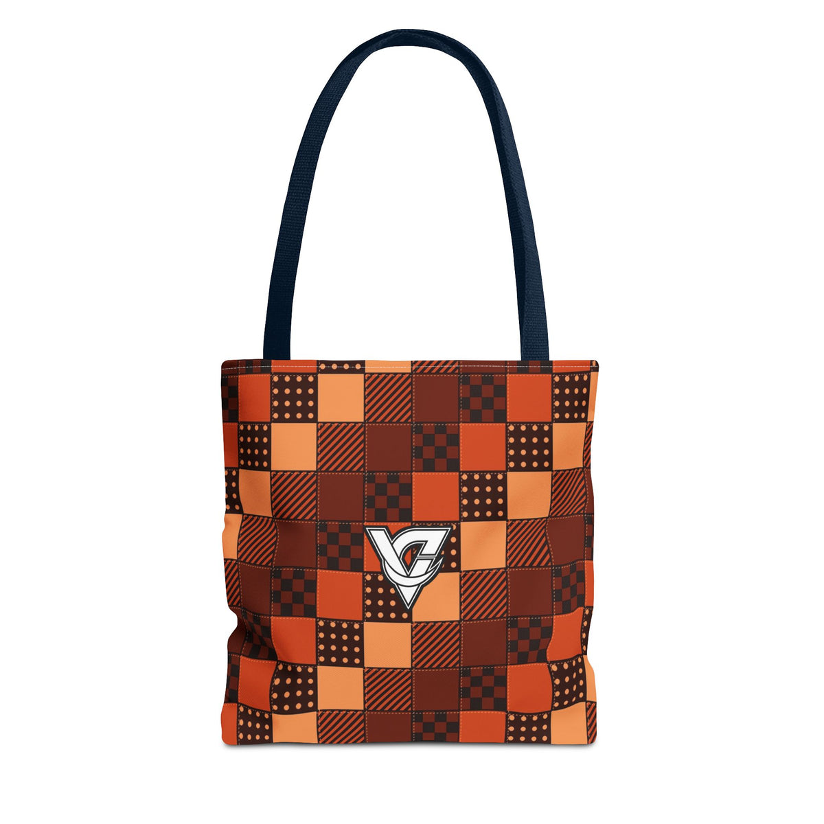Rust Patchwork Tote Bag — All-Over Print Gym & Everyday Tote