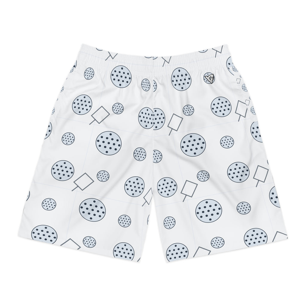 Pickleball Arctic White Dink Dot Men's Athletic Shorts with Pockets