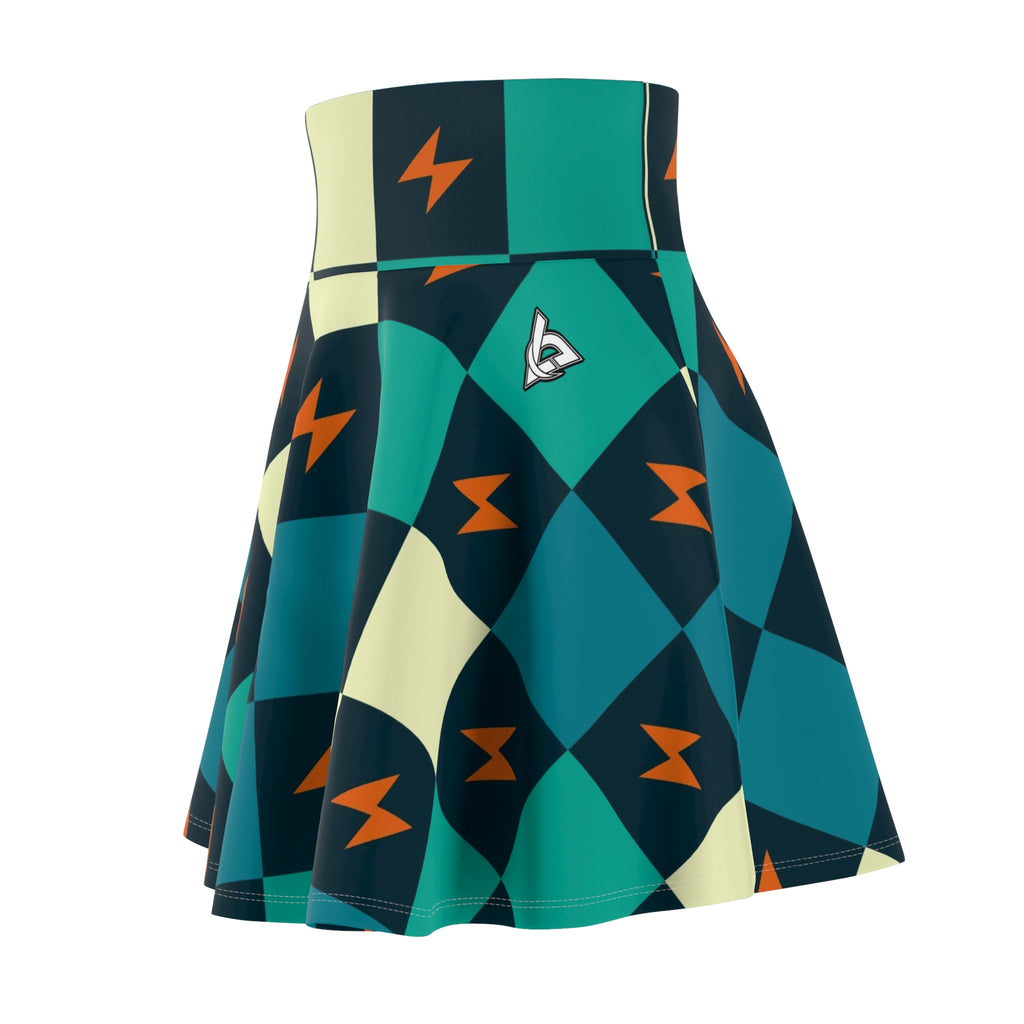 Running Peacock Checker Drive Women's Athletic Skater Skirt