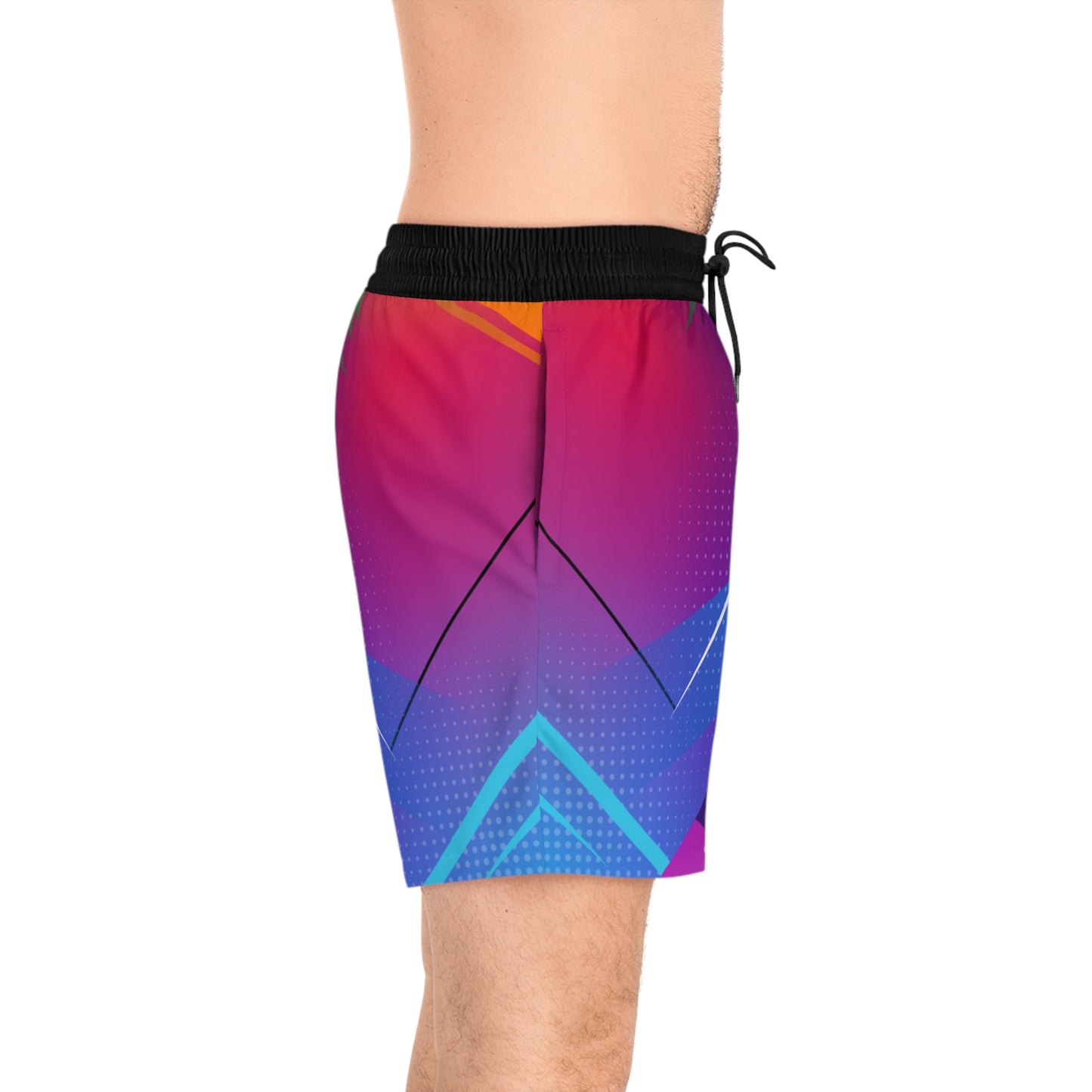 Men's Neon Geo Jogger Shorts Vibrant Abstract All-Over Print - No Pockets