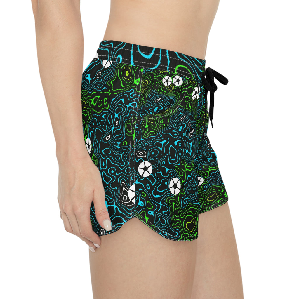 Soccer Lime Riot Topo Trail Women's Athletic Shorts with Pockets