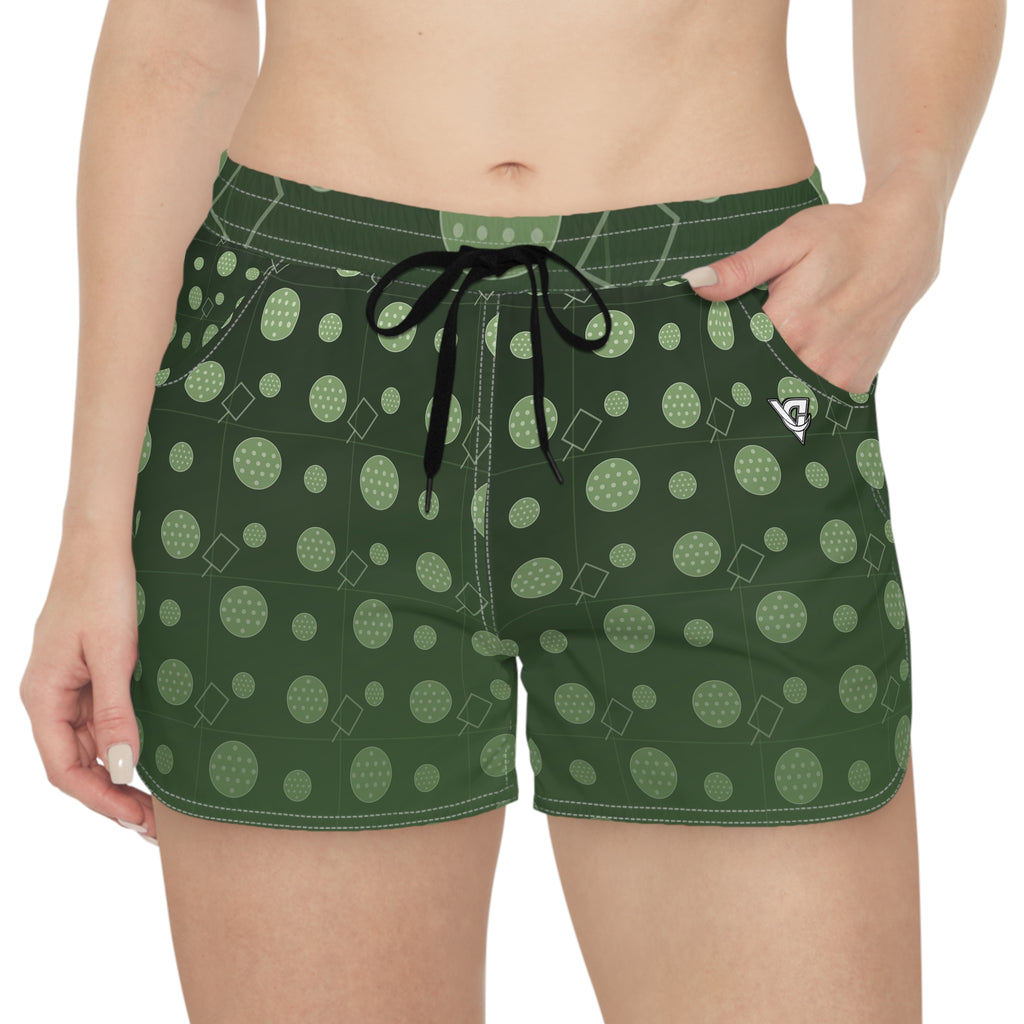Pickleball Forest Camo Dink Dot Women's Athletic Shorts with Pockets