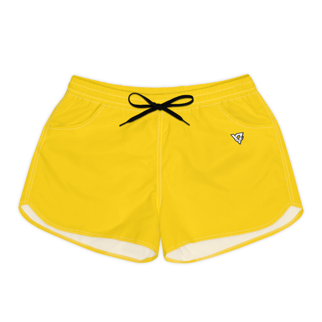 Vantacore Solid Sunshine Yellow Women's Athletic Shorts with Pockets