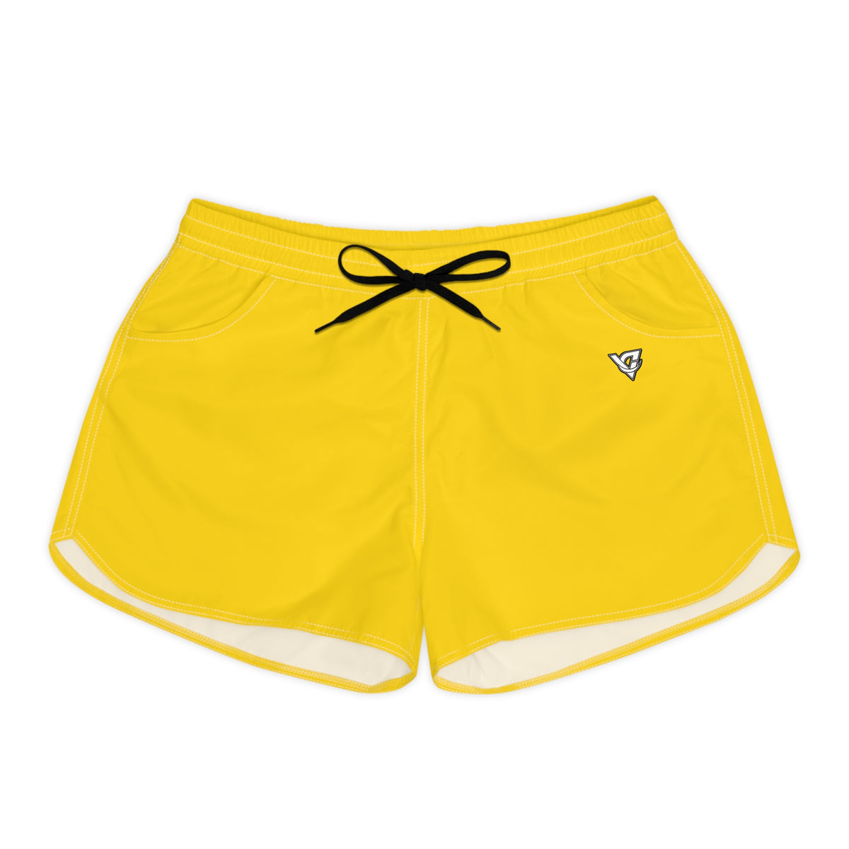 Vantacore Solid Sunshine Yellow Women's Athletic Shorts with Pockets
