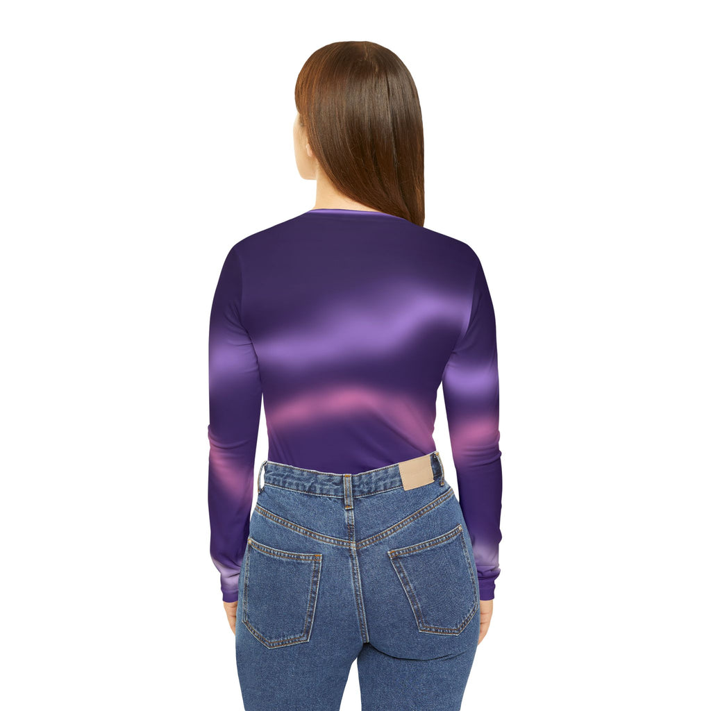 Lilac Aurora Women's Long Sleeve V-Neck Athletic Top