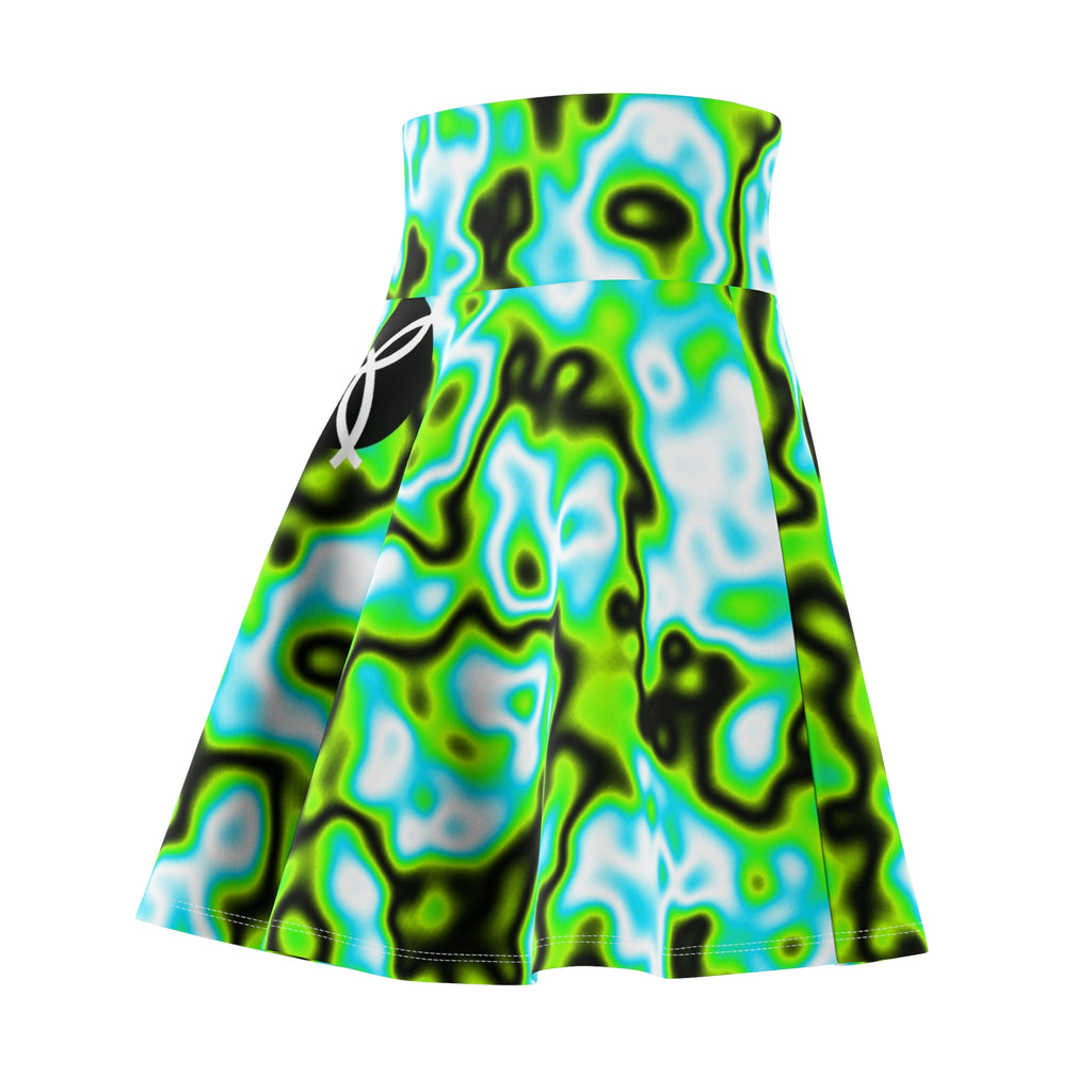 Volleyball Lime Riot Marble Flow Women's Athletic Skater Skirt