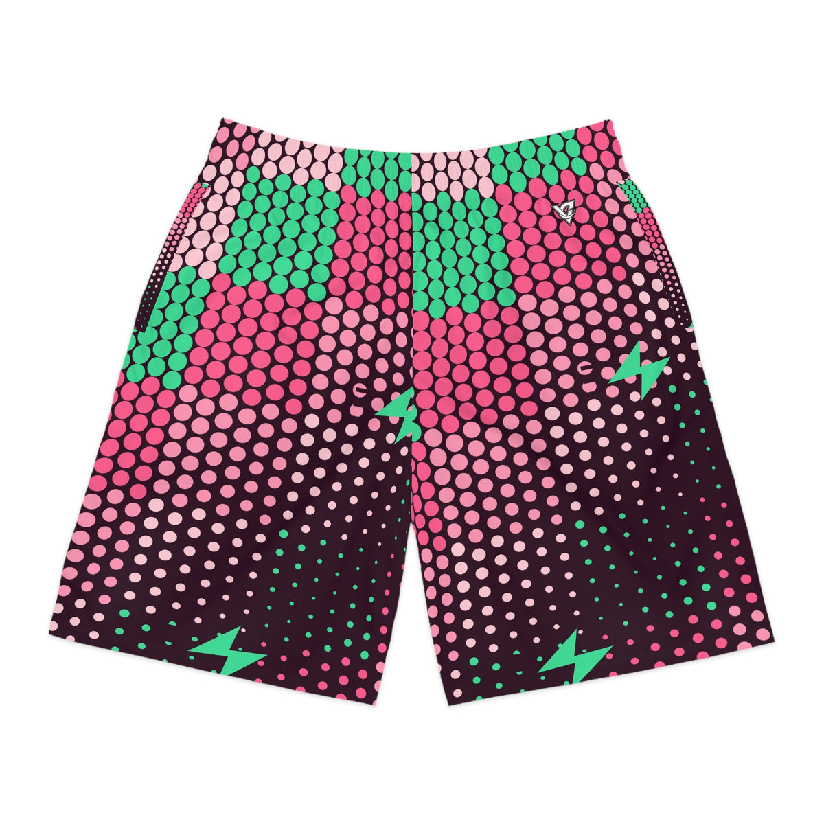 Running Flamingo Fizz Halftone Pulse Men's Athletic Shorts with Pockets